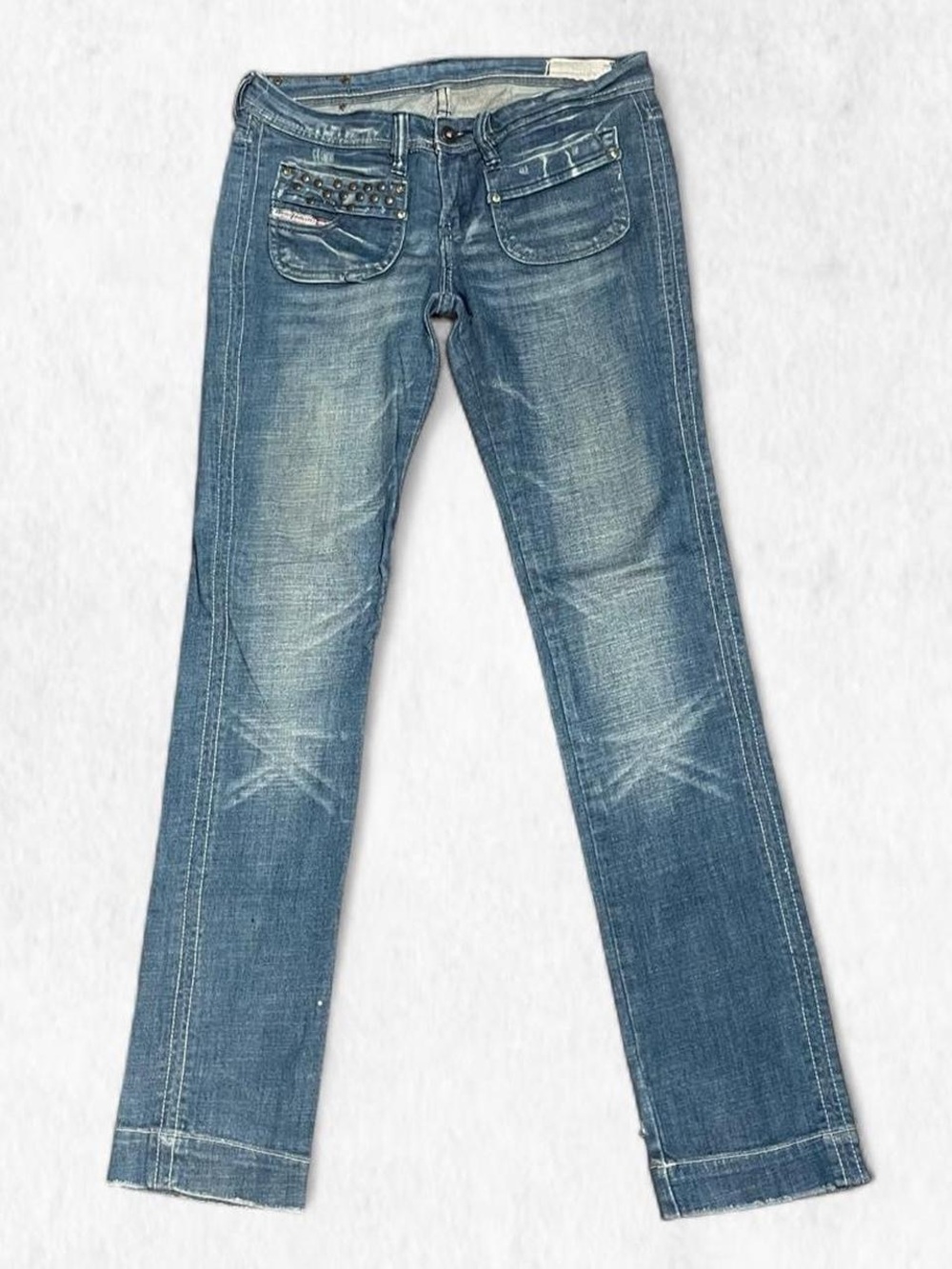Diesel vintage low rise skinny jeans square studded pocket design